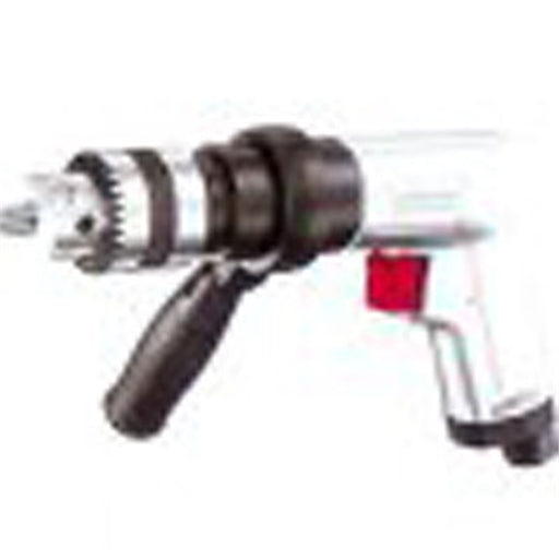 Air Drill, 1/2" Chuck, 1,300 RPM, Side Handle, Teasing Throttle for Precision Control