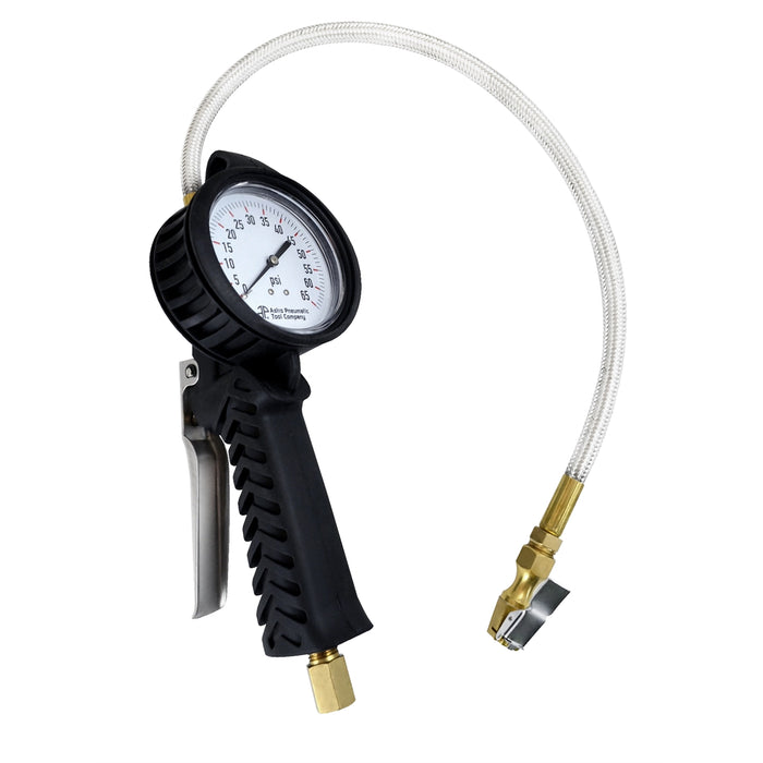 Dial Tire Inflator W/ Stainless Hose - 0-65psi
