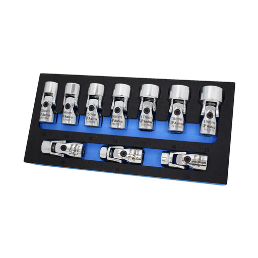 10pc 3/8" Drive Flex Socket Set - 6 Point - Metric