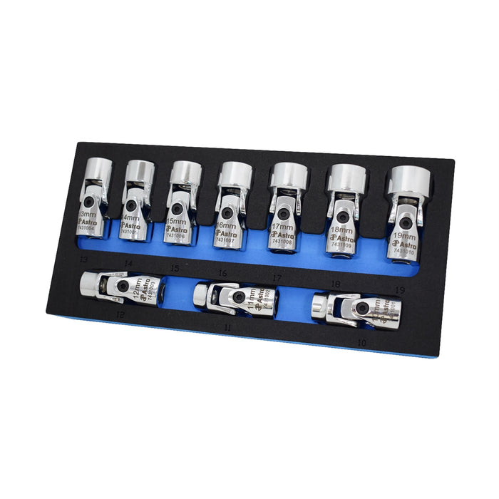 10pc 3/8" Drive Flex Socket Set - 6 Point - Metric