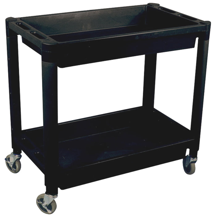 Heavy Duty Plastic 2-Shelf Utility Cart, Black