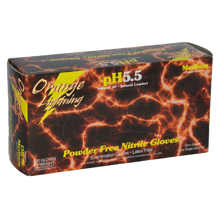 Orange Lightning Small Orange Nitrile Gloves