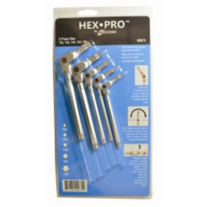 5PC HEX PRO PIVOT HEAD TORX WRENCH SET