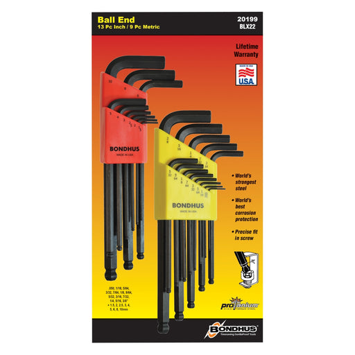 BALLEND L-WRENCH DBL PACK - SIZES .050-3/8"