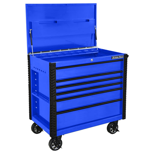 41 in. 6-Drawer Tool Cart w/Bumpers, Blue w/Black-