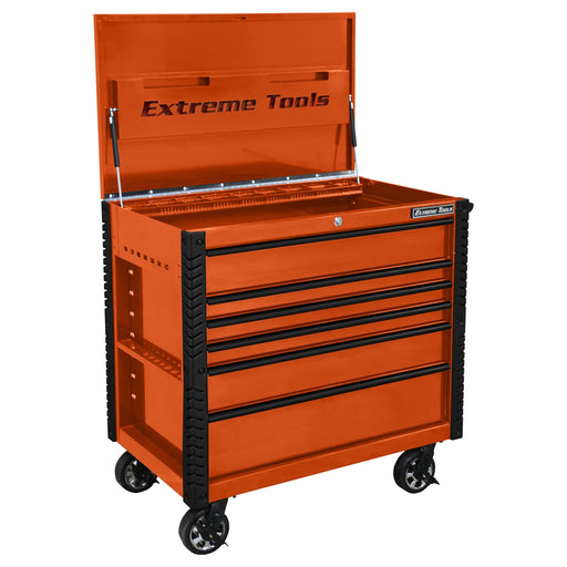 41 in. 6-Drawer Tool Cart w/Bumpers, Orange w/Blac