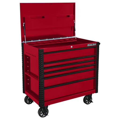 41 in. 6-Drawer Tool Cart w/Bumpers, Red w/Black-D