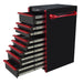 19in 8-Drawer Side Box, Black-Red Handles