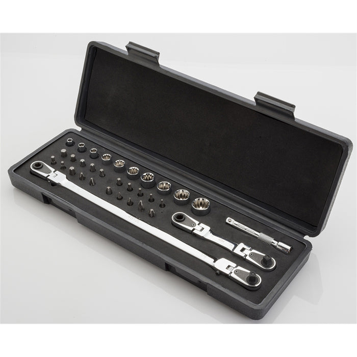 33 piece bit, socket set in a blow molded case