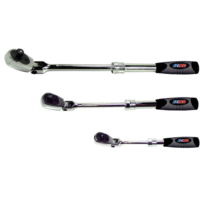 3 Piece Locking Flex Head/Extenable Ratchet set