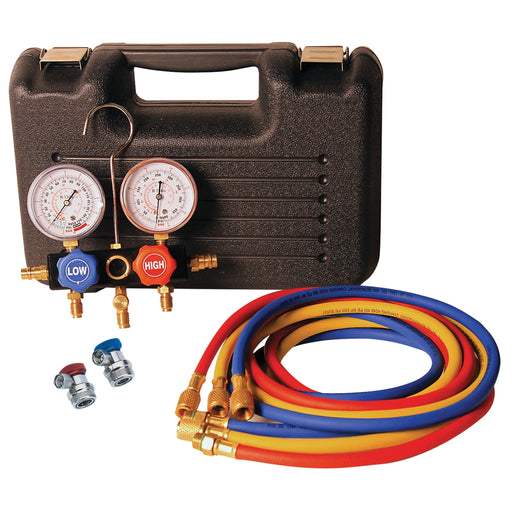 R-134A/R-1234YF DUAL MANIFOLD GAUGE SET IN CASE