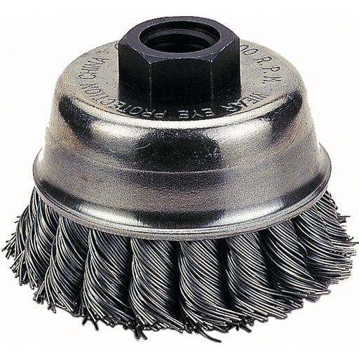 CUP BRUSH, 3" KNOTTED WIRE     
