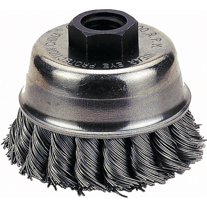 CUP BRUSH, 3" KNOTTED WIRE     
