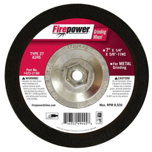 GRINDING WHEEL, T-27, 7"X1/4"X5/8-11Nc