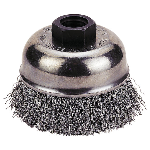 CUP BRUSH 4" CRIMPED WIRE, 5/8"-11 NC