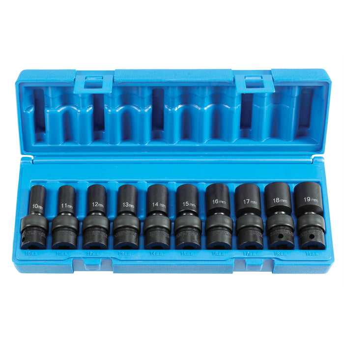 3/8" Dr. 10 Pc. Semi Deep Metric Universal Set