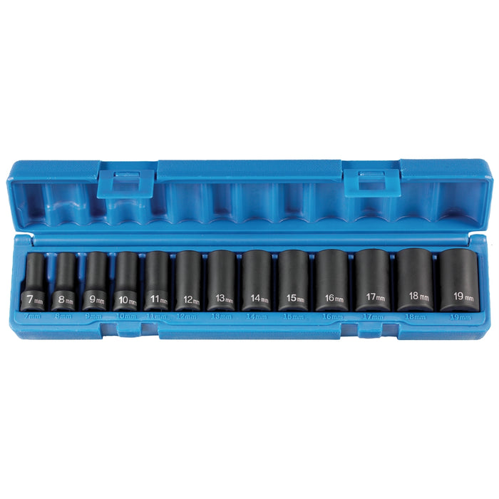 3/8" Drive 13 Piece Semi Deep Metric Impact Set