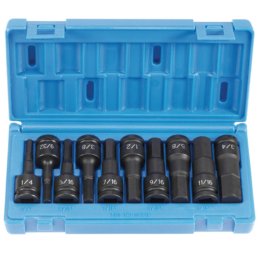 10PC 1/2" DR HEX DRIVER SET