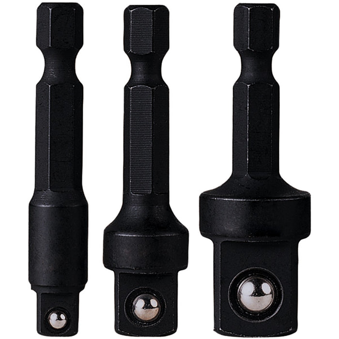 3 PC. 1/4" HEX TO SQUARE SOCKET ADAPTER SET