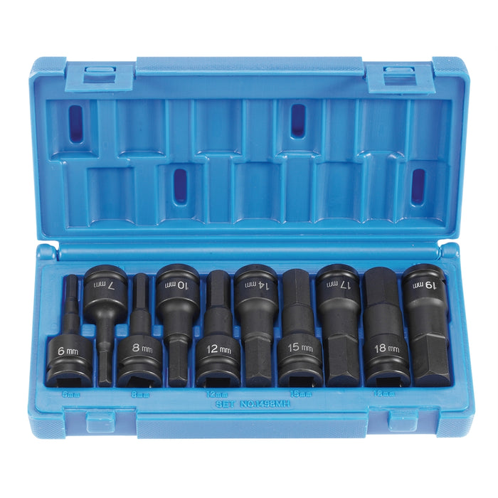 10 PC 1/2 DRIVE METRIC HEX DRIVER SET