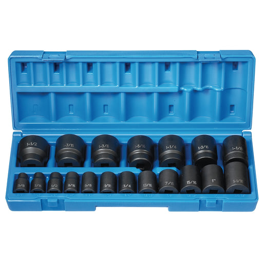 19 PC 1/2" DR 12 PT STANDARD LENGTH FRACTIONAL SET