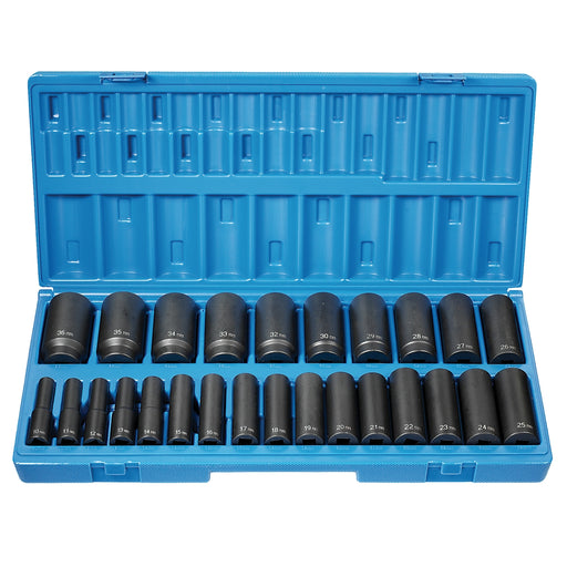 26 PC 1/2" DR 12 PT DEEP LENGTH METRIC SET