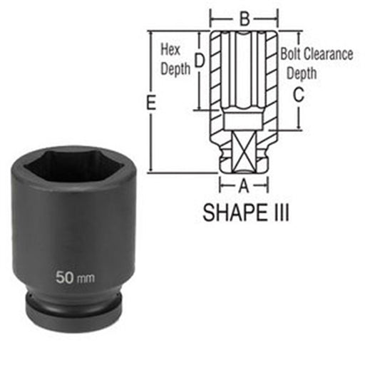 SOC 60MM 1"D IMP 6PT DP BLK