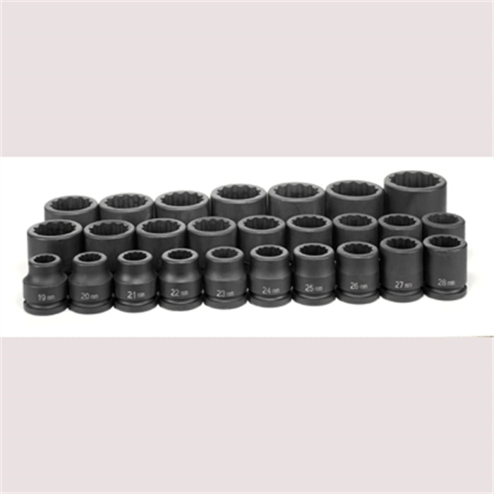 3/4" DR. 26 PIECE 12 POINT SHORT SET METRIC