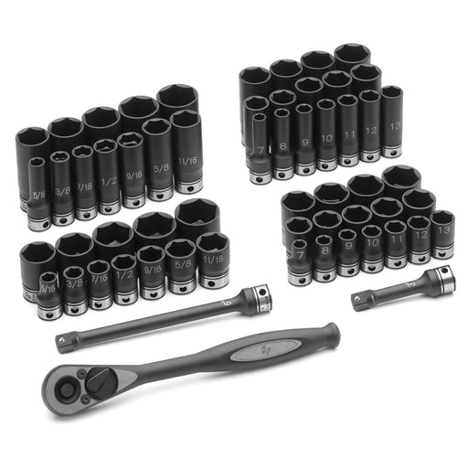 3/8" Dr. 59pc Fract. & Metric Duo-Socket Set - 6 P