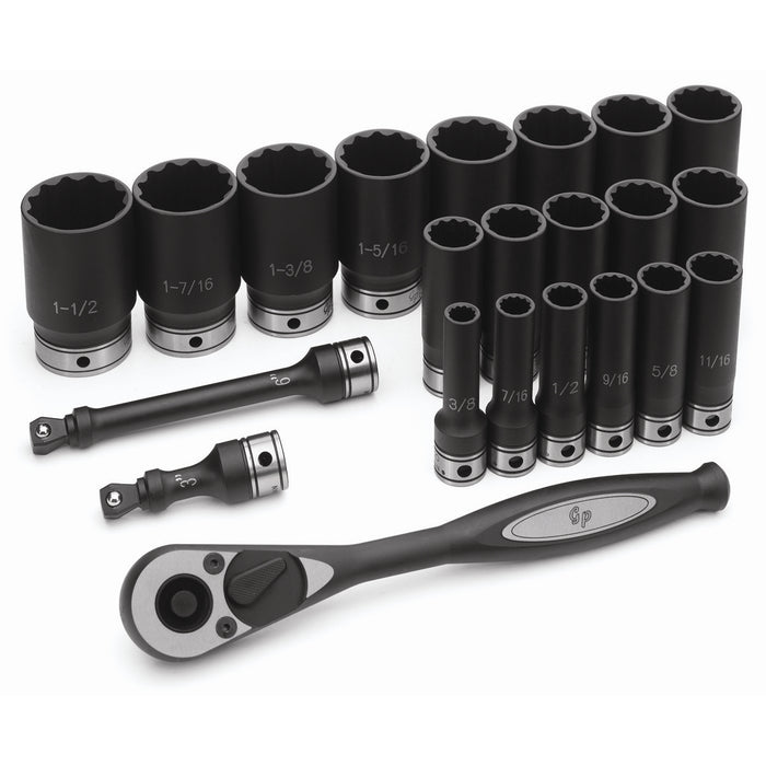 1/2" Dr. 22pc Fractional Deep Duo-Socket Set - 12