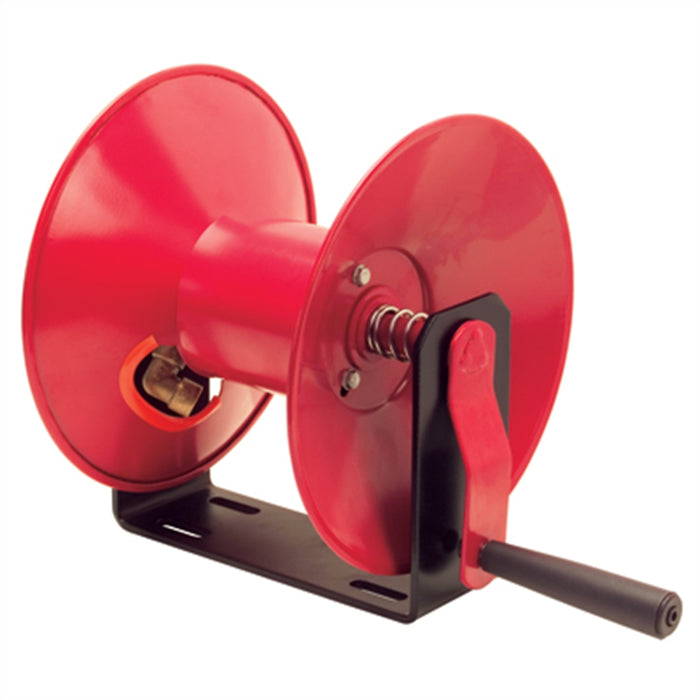 Manual Air Hose Reel Only, Hand Crank, Red Metal O