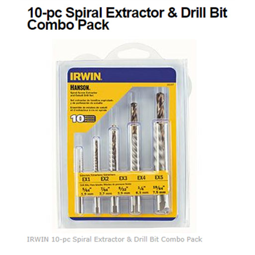 EXTRACTOR SPIRAL SET 10PC SCREW&COBALT DRILL BIT