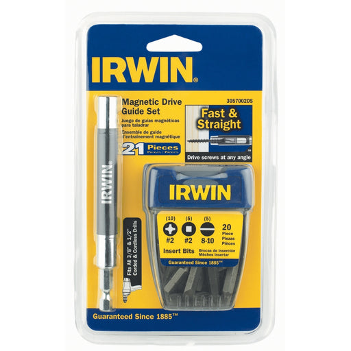 Drive Guide Set Magnetic with Tic Tac Container (Slotted, Sq Insert, Philips Insert Bits) - 21 Pc.