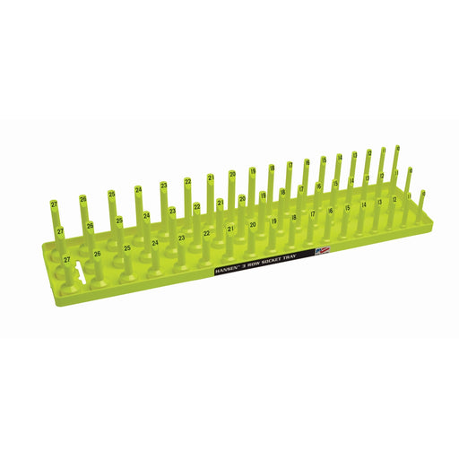 1/2" Metric 3-Row Socket Tray - Hi-Viz Yellow