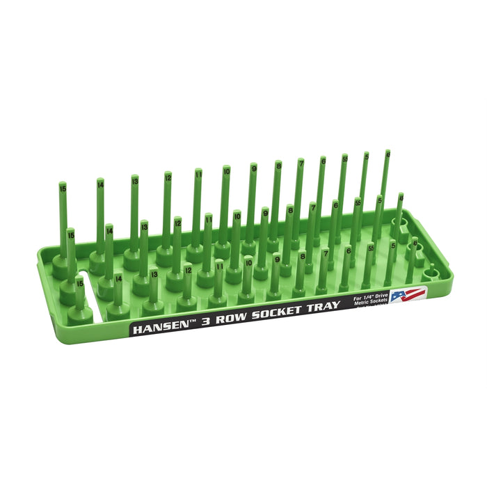 1/4" Metric 3-Row Socket Tray - Green