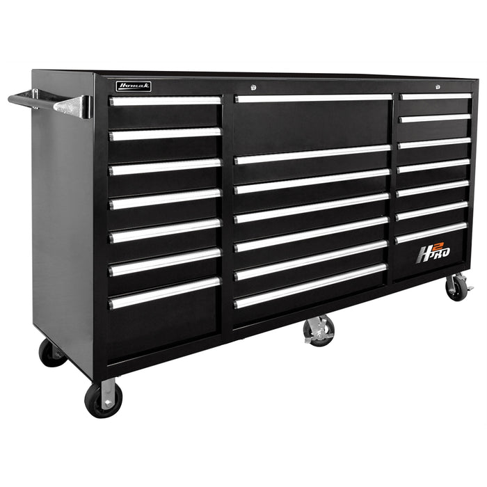 72" H2Pro Series 21 Drawer Rolling Cabinet - Black