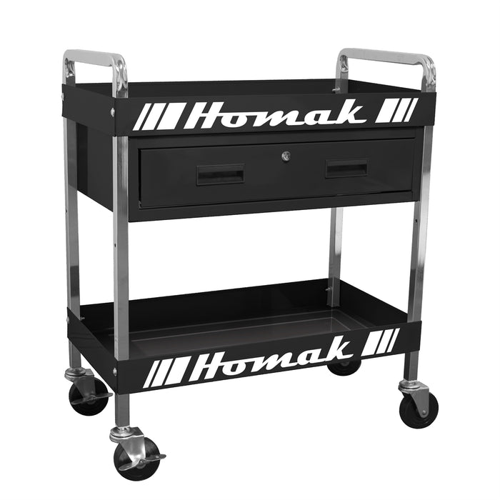 30" 1-Drawer Metal Service Cart-Black