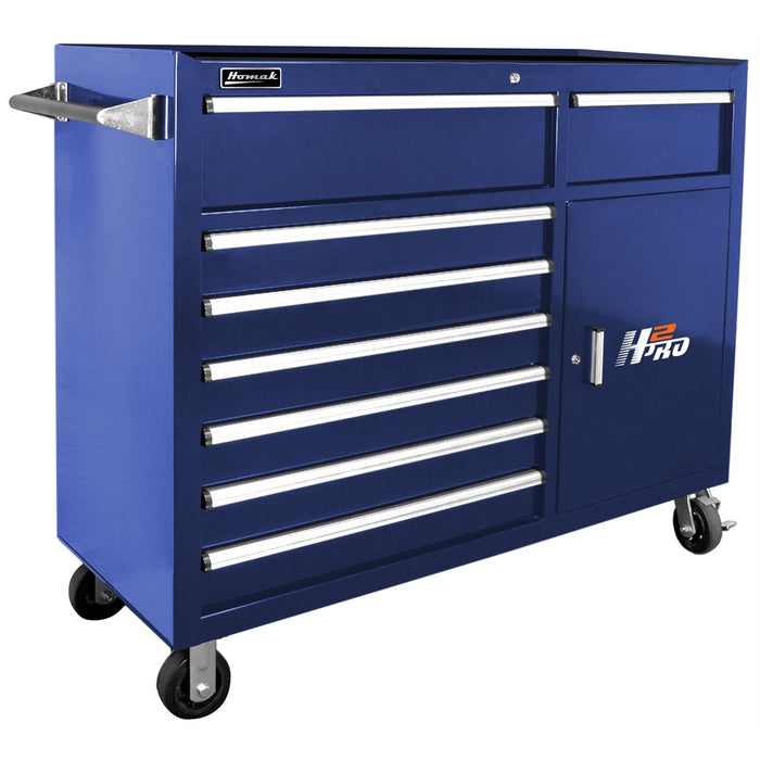 56" H2Pro  Series 8 Drawer Rolling Cabinet - Blue