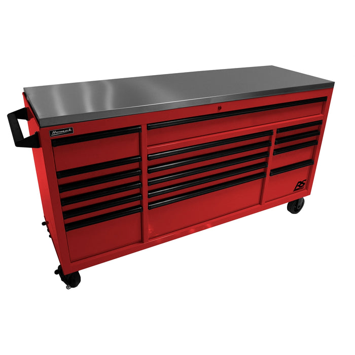 72" RS Roller Cabinet Red Stainless Steel Top