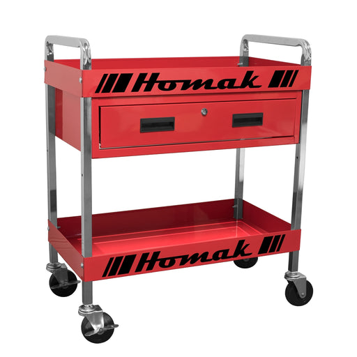 30" 1-Drawer Metal Service Cart-Red