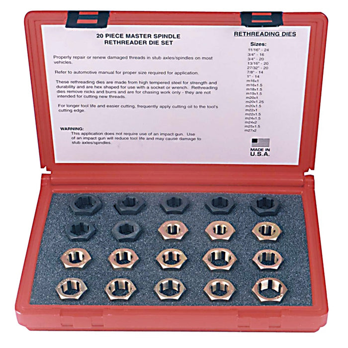 RETHREADER SPINDLE DIE SET 20PC