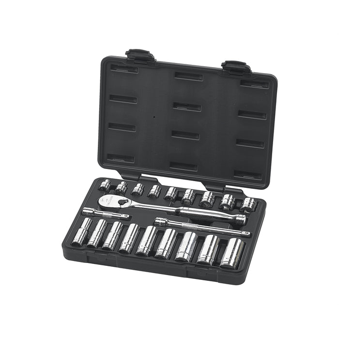 21PC 3/8" DRIVE SAE SOCKET SET (STD / DEEP)