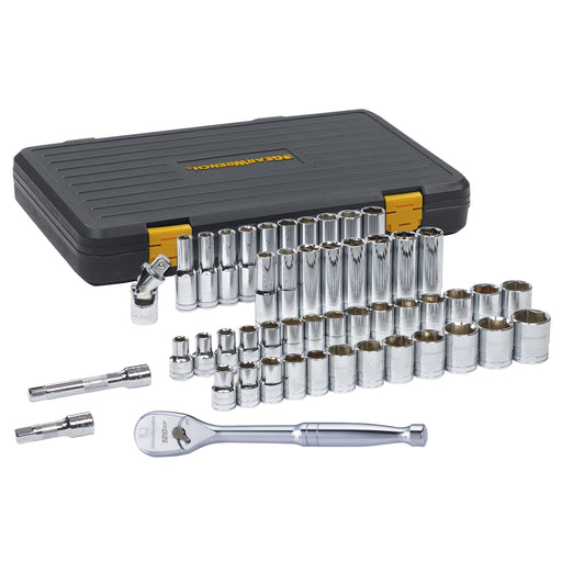 49-Pc 1/2" Drive SAE/Metric 6 pt Standard & Deep S