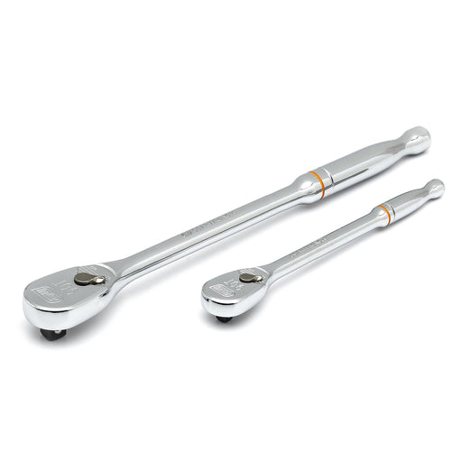 2 Pc 1/4", 3/8" Dr 90 Tooth Long Hndl Ratchet Set