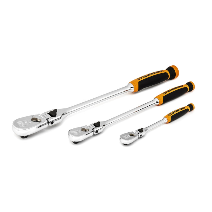 3 Pc 90T Cushion Grip Locking Flex Head Rtchet Set