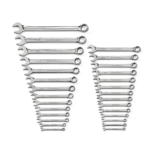28 PC FULL POLISH COMB WRENCH SET 6 PT SAE/MM