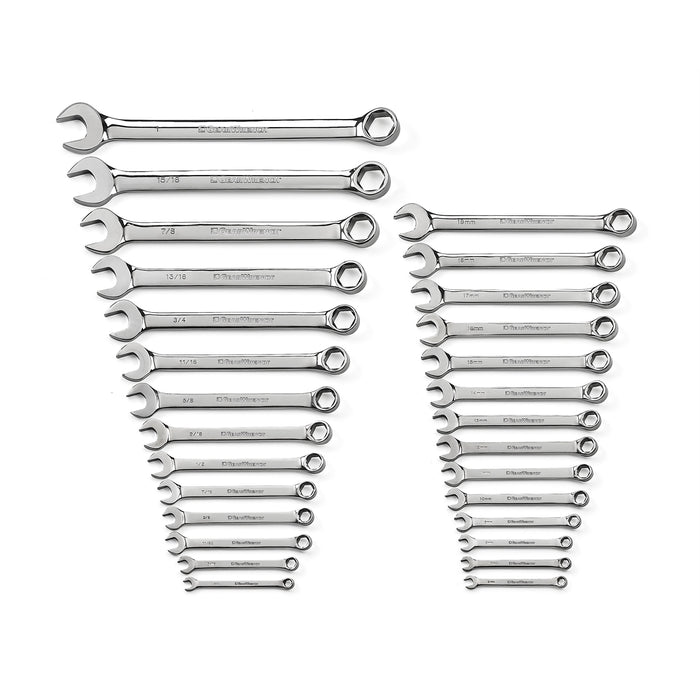 28 PC FULL POLISH COMB WRENCH SET 6 PT SAE/MM