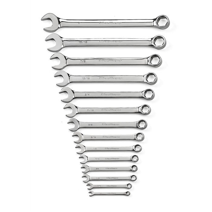 14 PC FULL POLISH COMB WRENCH SET 6 PT SAE