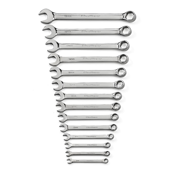 14 PC FULL POLISH COMB WRENCH SET 6 PT METRIC
