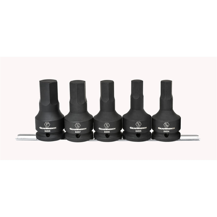 5 PC. 3/4" DR SAE HEX IMP BIT SOC SET